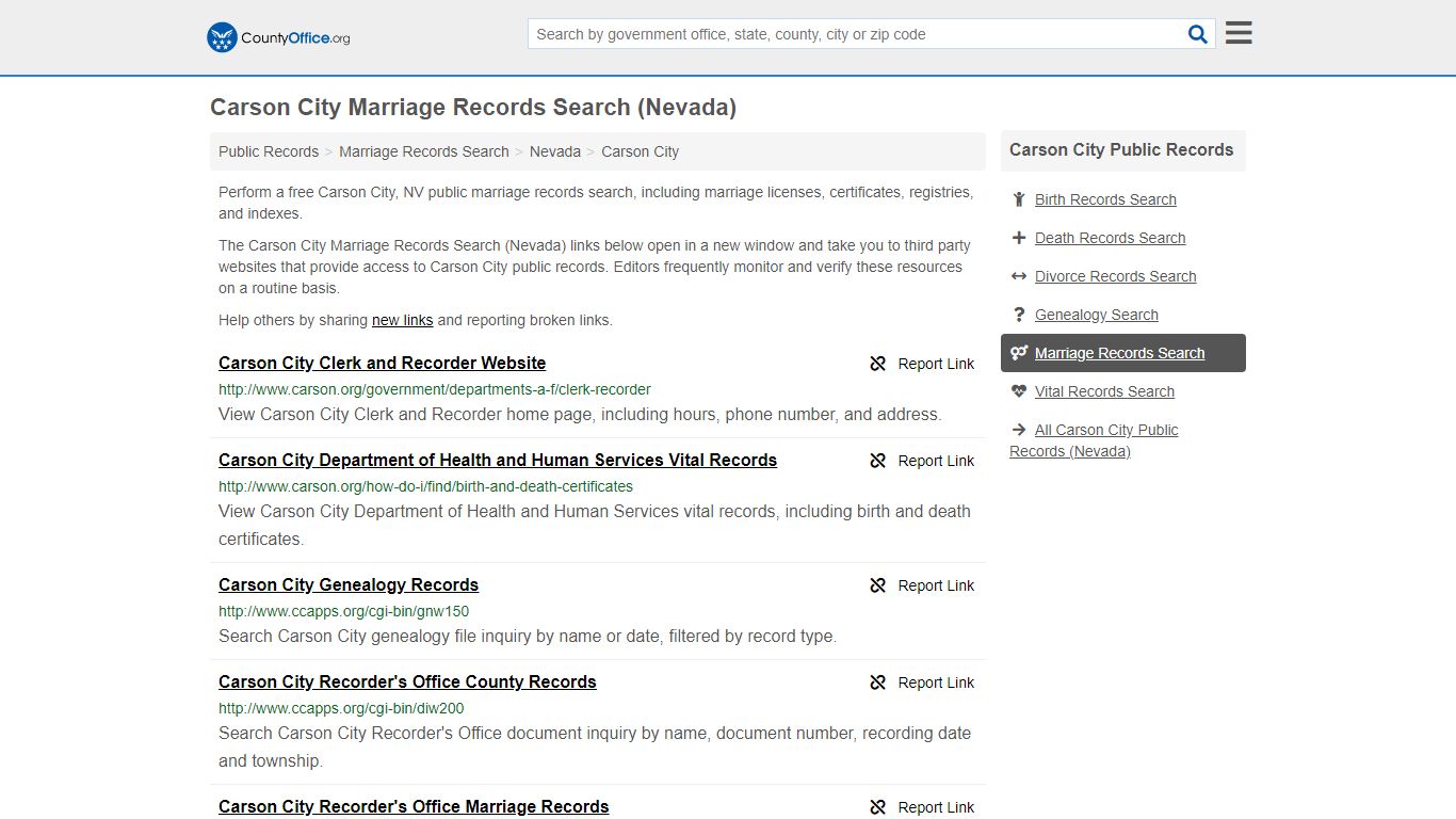 Marriage Records Search - Carson City, NV (Marriage ...