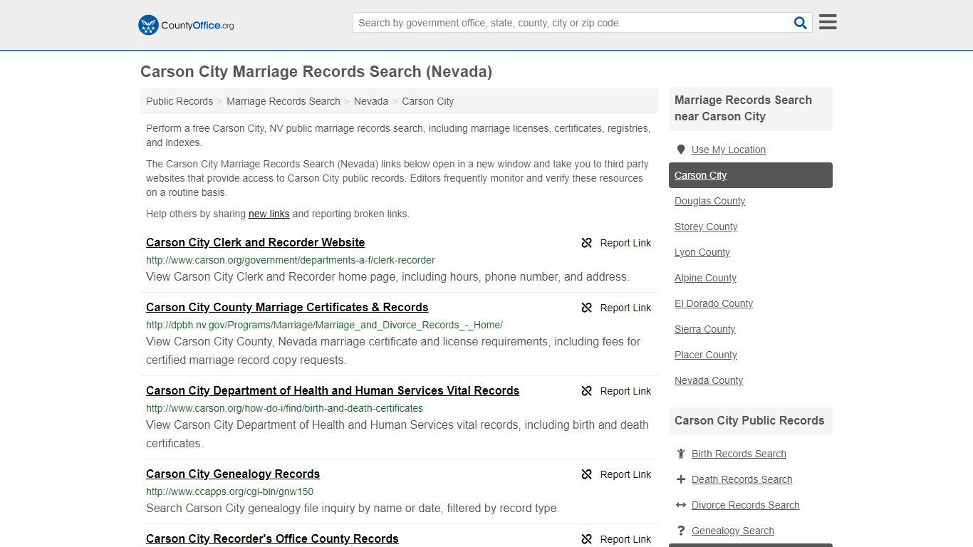 Marriage Records Search - Carson City, NV (Marriage ...